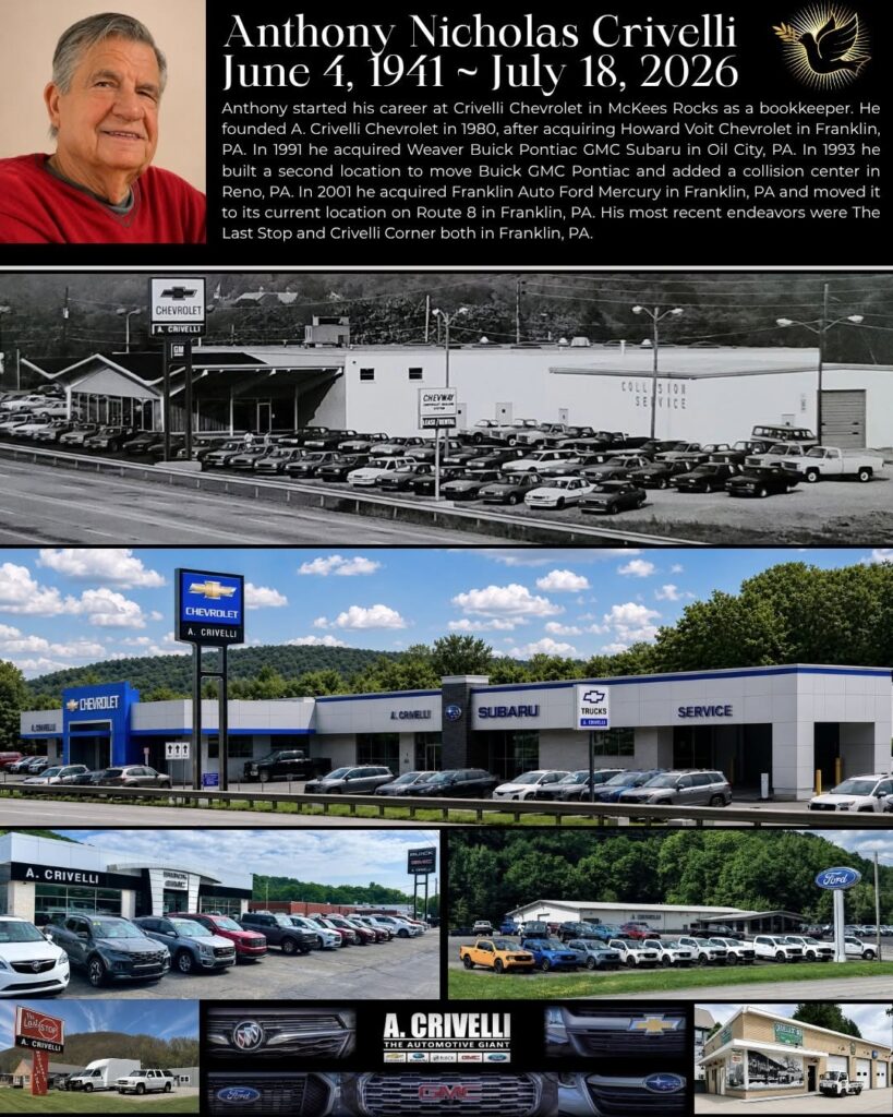 Anthony Crivelli Obituary: Founder of A. Crivelli Auto Group Dies at 85, Remembered as Community Leader and Entrepreneur